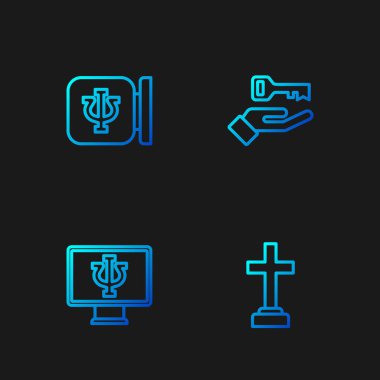 Graves Cenaze Kederi, Psikolog, Psikoloji, Psişik ve Çözüm. Renk simgeleri. Vektör.