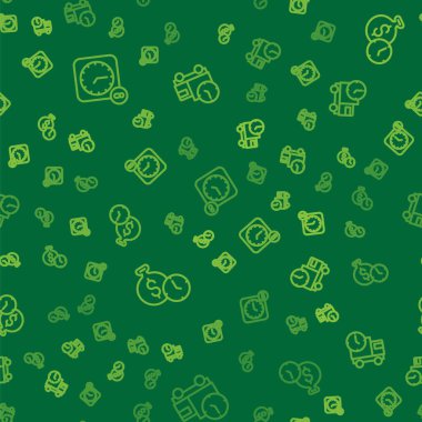 Alarm saatini, mobil saati, para ve teslimat kamyonunu ve zamanı kusursuz olarak ayarla. Vektör.