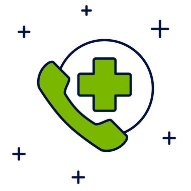 Filled outline Emergency phone call to hospital icon isolated on white background. Vector.