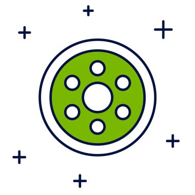 Beyaz arkaplanda izole edilmiş bir araba simgesi için taslak allo tekerleği doldurulmuş. Vektör.