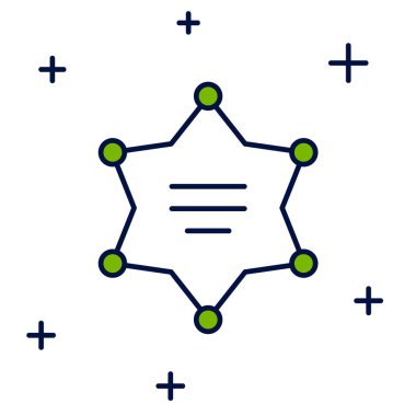 Hexagram şerifi simgesi doldurulmuş beyaz arka planda izole edilmiş. Polis rozeti ikonu. Vektör.