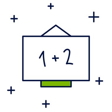 Beyaz arkaplanda izole edilmiş ana hatlı yazı tahtası simgesi. Okul karatahtası. Vektör.