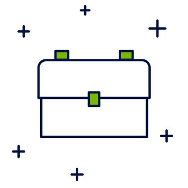 Doldurulmuş okul sırt çantası simgesi beyaz arkaplanda izole edildi. Vektör.