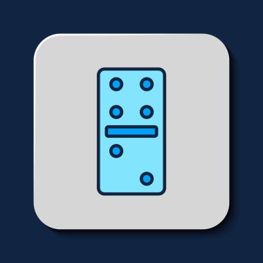 Doldurulmuş Domino simgesi mavi arkaplanda izole edildi. Vektör.