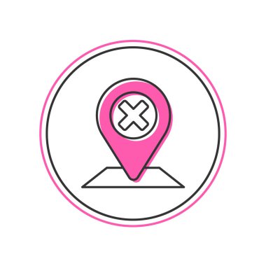 Doldurulmuş Harita iğne simgesi beyaz arkaplanda izole edildi. Navigasyon, işaret, konum, harita, GPS, yön, yer, pusula, arama konsepti. Vektör.