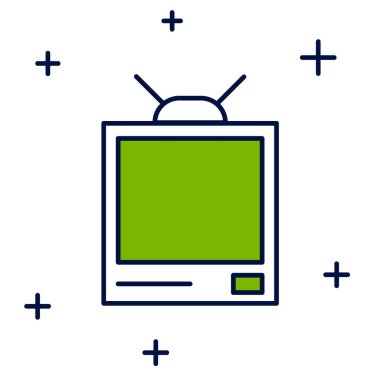 Doldurulmuş Retro TV simgesi beyaz arkaplanda izole edildi. Televizyon tabelası. Vektör.