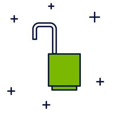 Açık asma kilit simgesi beyaz arkaplanda izole edildi. Kilit açık işareti. Siber güvenlik kavramı. Dijital veri koruması. Vektör.