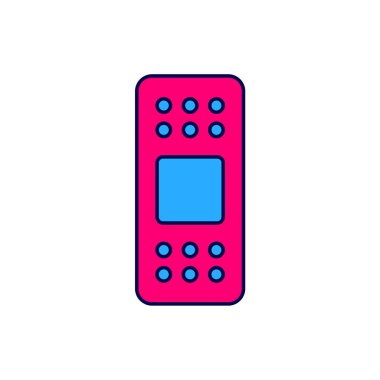 Doldurulmuş dış hat bandaj simgesi beyaz arkaplanda izole edildi. Tıbbi alçı, yapıştırıcı bandaj, esnek kumaş bandajı. Vektör.