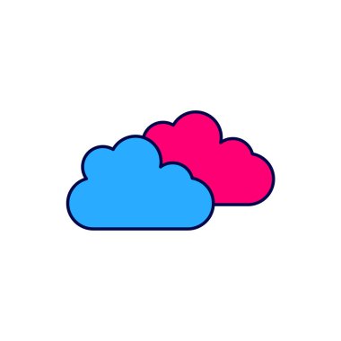 Beyaz arkaplanda izole edilmiş ana hatlı Bulut simgesi. Vektör.