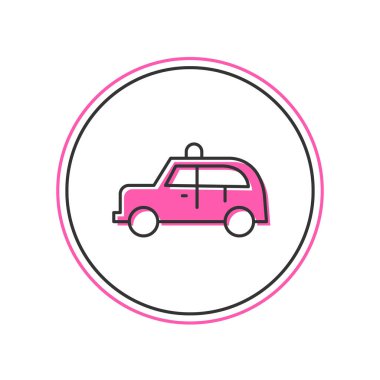 Beyaz arkaplanda izole edilmiş ana hatlı taksi simgesi. Vektör.