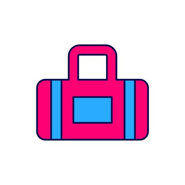 Doldurulmuş ana hatlı spor çantası simgesi beyaz arkaplanda izole edildi. Vektör.