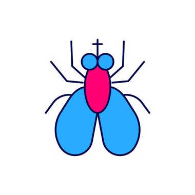 Filled outline Insect fly icon isolated on white background. Vector.