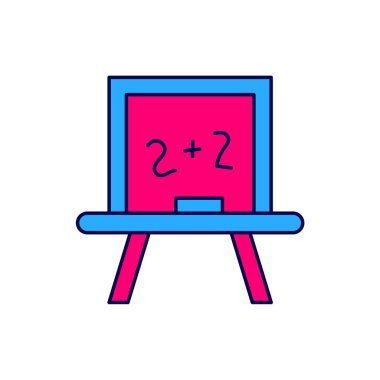 Beyaz arkaplanda izole edilmiş ana hatlı yazı tahtası simgesi. Okul karatahtası. Vektör.