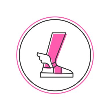 Doldurulmuş Hermes sandal simgesi beyaz arkaplanda izole edilmiş. Antik Yunan tanrısı Hermes. Kanatlı koşu ayakkabısı. Vektör.