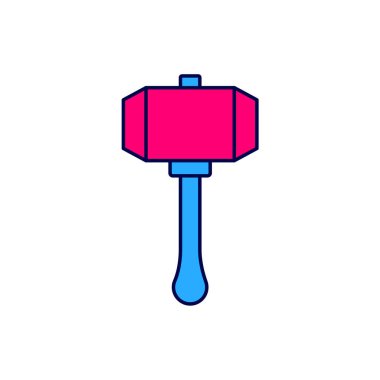 Doldurulmuş Çekiç simgesi beyaz arkaplanda izole edildi. Tamir için bir araç. Vektör.