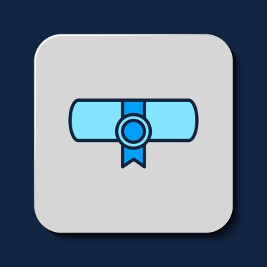 Mavi arkaplanda izole edilmiş özet, kağıt, parşömen, kaydırma simgesi. Vektör.