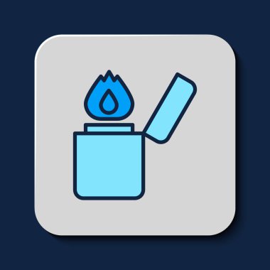 Doldurulmuş Aydınlık simgesi mavi arkaplanda izole edildi. Vektör.