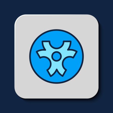 Filled outline Biohazard symbol icon isolated on blue background. Vector.