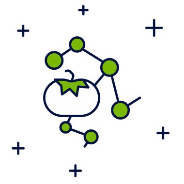 Genetik olarak değiştirilmiş besin simgesi beyaz arka planda izole edildi. GDO meyvesi. Vektör.