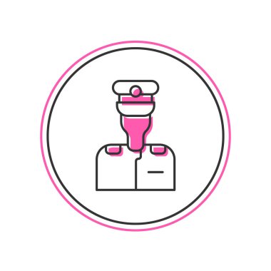 Beyaz arka planda izole edilmiş gemi ikonunun kaptanı. Seyahat turizmi deniz taşımacılığı. Yolcu gemisi, yolcu gemisi. Vektör.