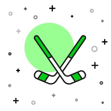 Beyaz arka planda izole edilmiş ana hatlı buz hokeyi çubukları ikonu. Vektör.