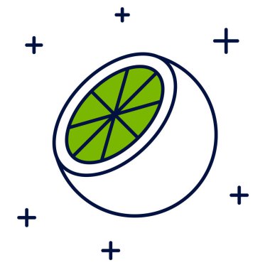 Doldurulmuş turuncu meyve simgesi beyaz arkaplanda izole edilmiş. Vektör.