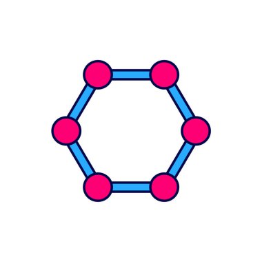 Doldurulmuş Molekül simgesi beyaz arkaplanda izole edildi. Kimya moleküllerinin yapısı, fen öğretmenlerinin yenilikçi eğitim posteri. Vektör.