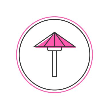 Beyaz arka planda izole edilmiş güneş ikonundan geleneksel Japon şemsiyesi dolduruldu. Vektör.