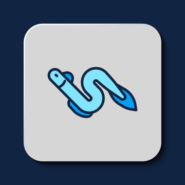 Filled outline Eel fish icon isolated on blue background. Vector.