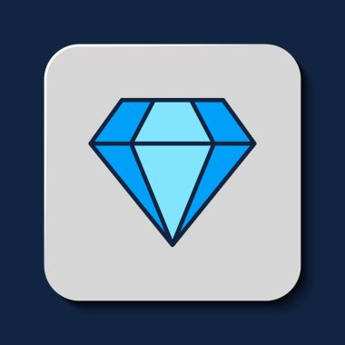Filled outline Diamond icon isolated on blue background. Jewelry symbol. Gem stone. Vector.