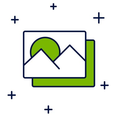 Filled outline Photo frame icon isolated on white background. Vintage empty photos frame. Vector.