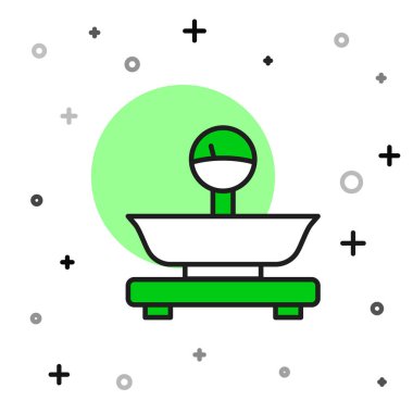 Doldurulmuş Ölçek simgesi beyaz arkaplanda izole edildi. Ağırlık ölçüm aletleri. Vektör.