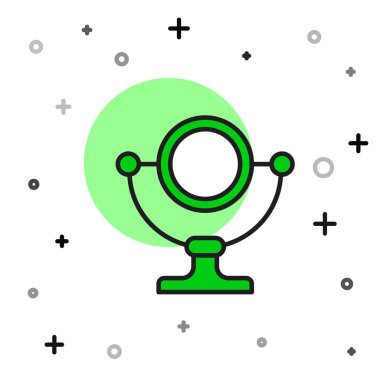 Doldurulmuş yuvarlak makyaj aynası ikonu beyaz arkaplanda izole edilmiş. Vektör.