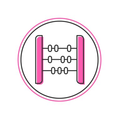 Beyaz arkaplanda izole edilmiş ana hatlı Abaküs simgesi. Geleneksel sayım çerçevesi. Eğitim işareti. Matematik okulu. Vektör.