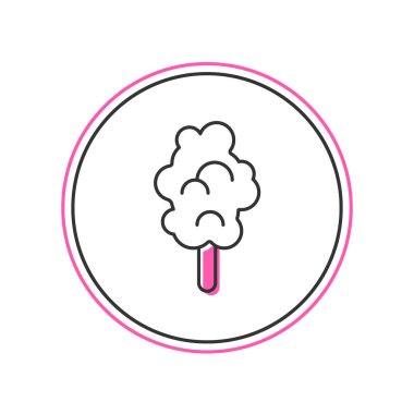 Beyaz arka planda izole edilmiş ana hatlı pamuk helva ikonu. Vektör.