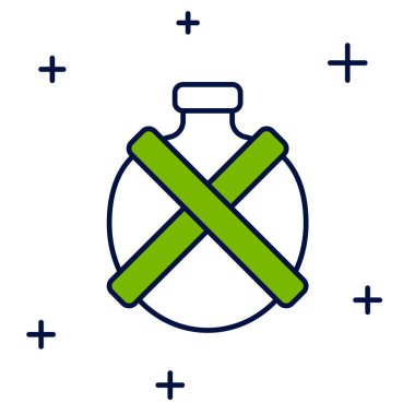 Beyaz arka planda izole edilmiş ana hatlı kantin su şişesi simgesi. Turist matarası ikonu. Kampanyada bir kavanoz su kullanıldı. Vektör.