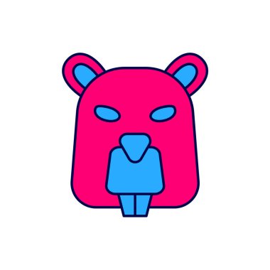 Beyaz arka planda izole edilmiş ana hatlı kunduz hayvan simgesi. Vektör.