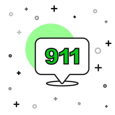 Beyaz arka planda izole edilmiş 911 ikonuyla dolu bir telefon hattı. Polis, ambulans, itfaiye, çağrı, telefon. Vektör.