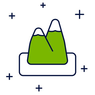 Filled outline Mountains icon isolated on white background. Symbol of victory or success concept. Vector.