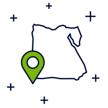 Beyaz arkaplanda izole edilmiş Mısır haritasının ana hatları. Vektör.