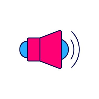 Doldurulmuş ana hatlı Megafon simgesi beyaz arkaplanda izole edildi. Sözcü işareti. Vektör.