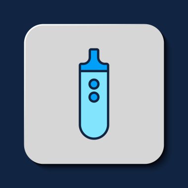 Mavi arka planda izole edilmiş elektronik sigara ikonu. Tüttürme aleti. Buharlaştırıcı Cihaz. Vektör.