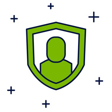 Doldurulmuş Kullanıcı koruma simgesi beyaz arkaplanda izole edildi. Güvenli kullanıcı girişi, şifre koruması, kişisel veri koruması, kimlik doğrulaması. Vektör.