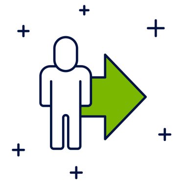 Beyaz arka planda izole edilmiş bir yönetici ikon ekibinin ana hatlarıyla dolu lideri. Vektör.