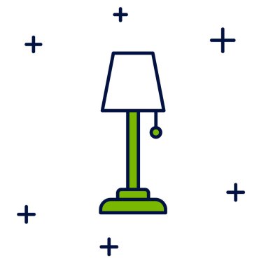 Doldurulmuş döşeme lambası simgesi beyaz arkaplanda izole edildi. Vektör.