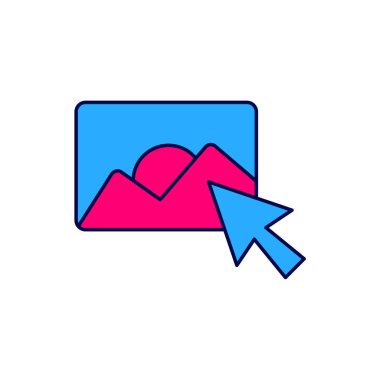 Beyaz arkaplanda izole edilmiş ana hatlı fotoğraf rötuşlama simgesi. Fotoğrafçı, fotoğrafçılık, rötuş ikonu. Vektör.