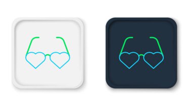 Line Heart şeklinde aşk gözlüğü simgesi beyaz arkaplanda izole edilmiş. Sevgililer Günü kartı tasarımı için uygun. Renkli taslak konsepti. Vektör.