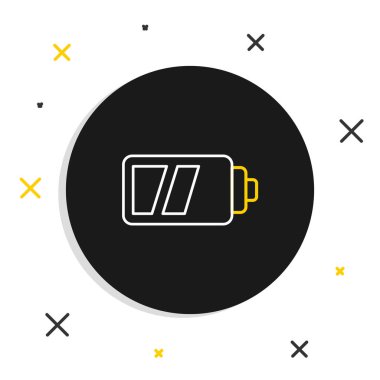 Kamera simgesi için hat pili beyaz arkaplanda izole edildi. Şimşek sembolü. Renkli taslak konsepti. Vektör.