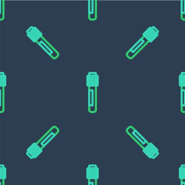 Çizgi Test tüpü ve matara kimyasal test ikonu mavi arka planda izole edilmiş kusursuz desen. Laboratuvar cam levhası. Vektör.