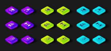 Set Valentines day party flyer Gift box with hearts Envelope Glass of champagne and Heart hand icon. Vector.